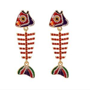 🐬 Betsey Johnson uniquendrop dangle fish bone earrings 🐬